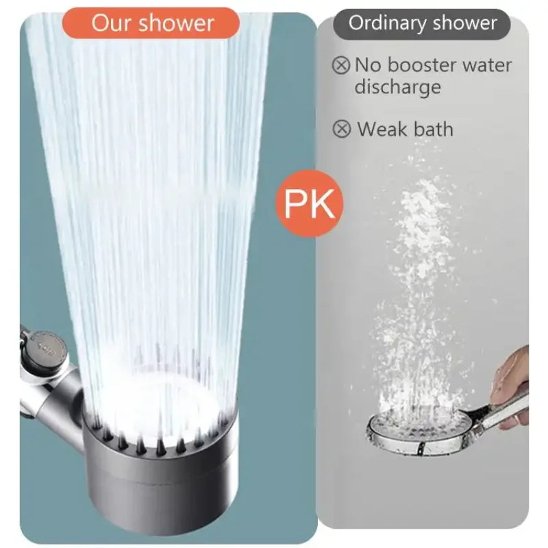 3 Mode High Pressure Shower Head Adjustable Showerhead Filter with Massage Brush One-Key Stop Shower Bathroom Accessories